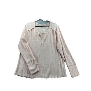 Anthropologie Elizabeth Pink Waffle Knit‎ Women's Long Sleeve Size XL